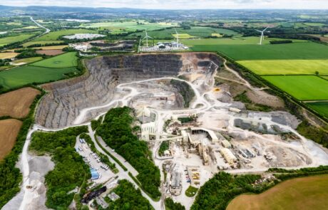 Drone view of Cornelly Quarry in Wales, UK